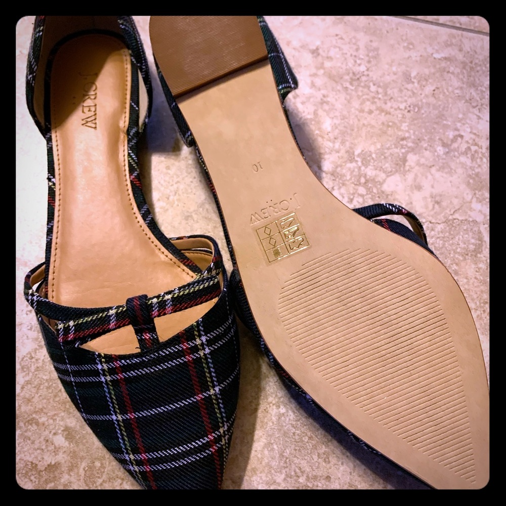 JCrew Tartan Flats NEW Size 10